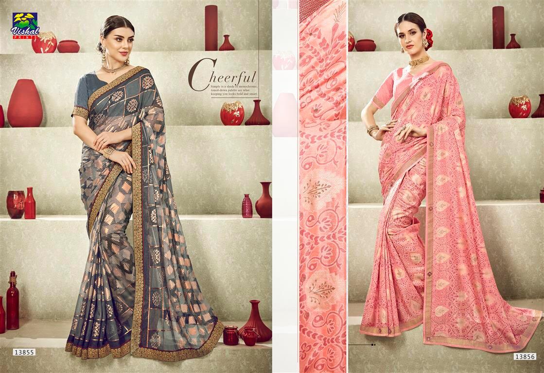 Eleganza Vol-4 By Vishal Prints 13850 To 13867 Series Indian Traditional Wear Collection Beautiful Stylish Fancy Colorful Party Wear & Occasional Wear Fancy Sarees At Wholesale Price