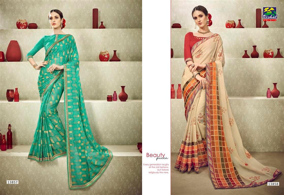 Eleganza Vol-4 By Vishal Prints 13850 To 13867 Series Indian Traditional Wear Collection Beautiful Stylish Fancy Colorful Party Wear & Occasional Wear Fancy Sarees At Wholesale Price