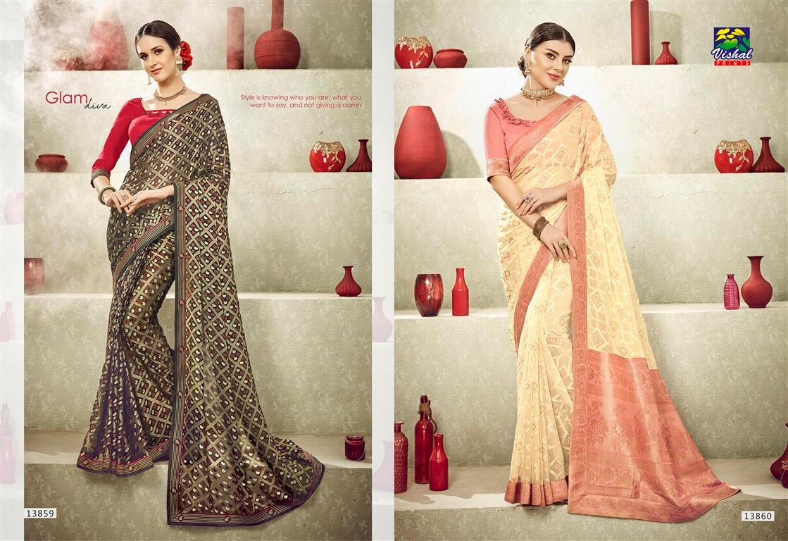 Eleganza Vol-4 By Vishal Prints 13850 To 13867 Series Indian Traditional Wear Collection Beautiful Stylish Fancy Colorful Party Wear & Occasional Wear Fancy Sarees At Wholesale Price