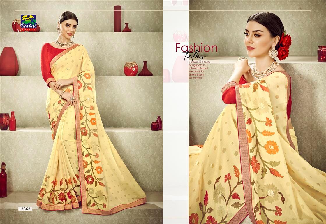 Eleganza Vol-4 By Vishal Prints 13850 To 13867 Series Indian Traditional Wear Collection Beautiful Stylish Fancy Colorful Party Wear & Occasional Wear Fancy Sarees At Wholesale Price