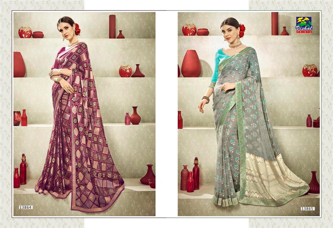 Eleganza Vol-4 By Vishal Prints 13850 To 13867 Series Indian Traditional Wear Collection Beautiful Stylish Fancy Colorful Party Wear & Occasional Wear Fancy Sarees At Wholesale Price