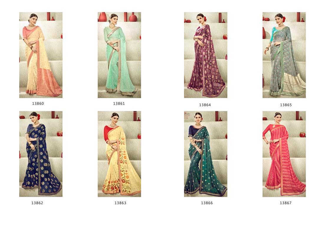 Eleganza Vol-4 By Vishal Prints 13850 To 13867 Series Indian Traditional Wear Collection Beautiful Stylish Fancy Colorful Party Wear & Occasional Wear Fancy Sarees At Wholesale Price