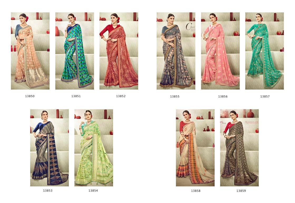 Eleganza Vol-4 By Vishal Prints 13850 To 13867 Series Indian Traditional Wear Collection Beautiful Stylish Fancy Colorful Party Wear & Occasional Wear Fancy Sarees At Wholesale Price