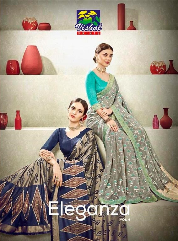 Eleganza Vol-4 By Vishal Prints 13850 To 13867 Series Indian Traditional Wear Collection Beautiful Stylish Fancy Colorful Party Wear & Occasional Wear Fancy Sarees At Wholesale Price