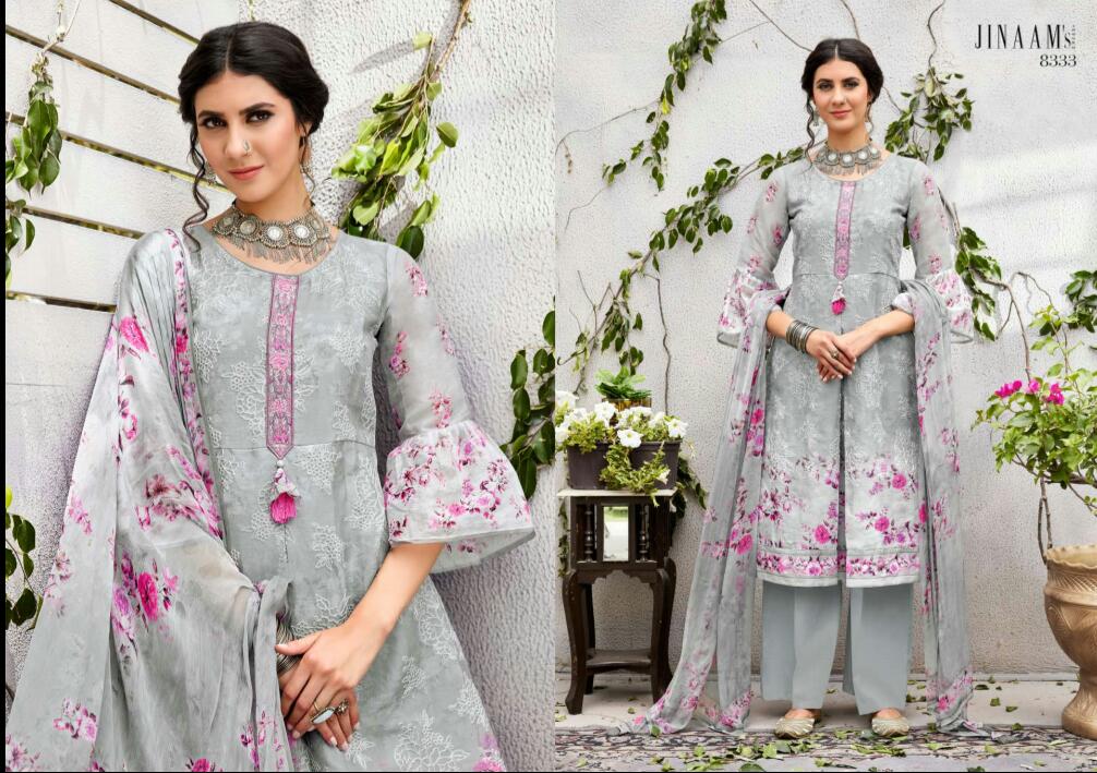 Elisia By Jinaam Dresses 8331 To 8339 Series Beautiful Suits Collection Beautiful Stylish Fancy Colorful Party Wear & Ethnic Wear Cotton Satin Printed Dresses At Wholesale Price