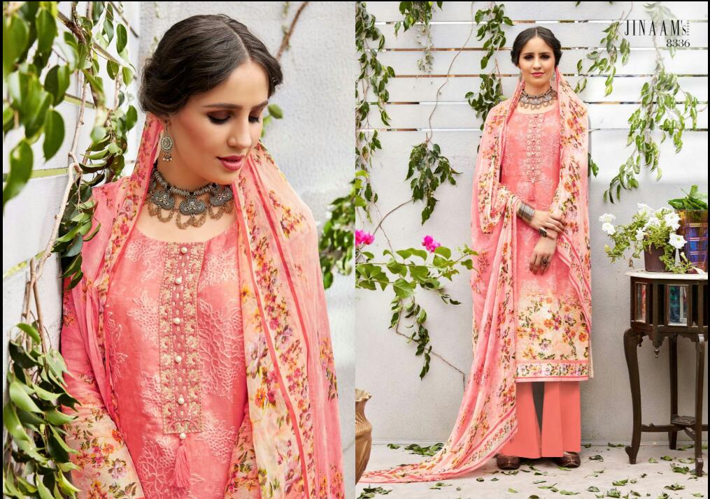 Elisia By Jinaam Dresses 8331 To 8339 Series Beautiful Suits Collection Beautiful Stylish Fancy Colorful Party Wear & Ethnic Wear Cotton Satin Printed Dresses At Wholesale Price