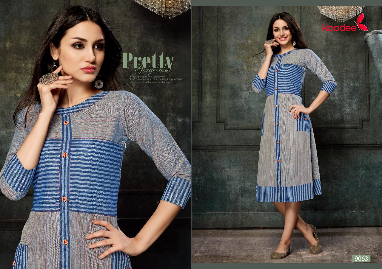 Eliza By Bitu 9063 To 9068 Series Stylish Fancy Colorful Collection Casual Wear & Ethnic Wear Heavy Handloom Cotton With Strip Kurtis At Wholesale Price