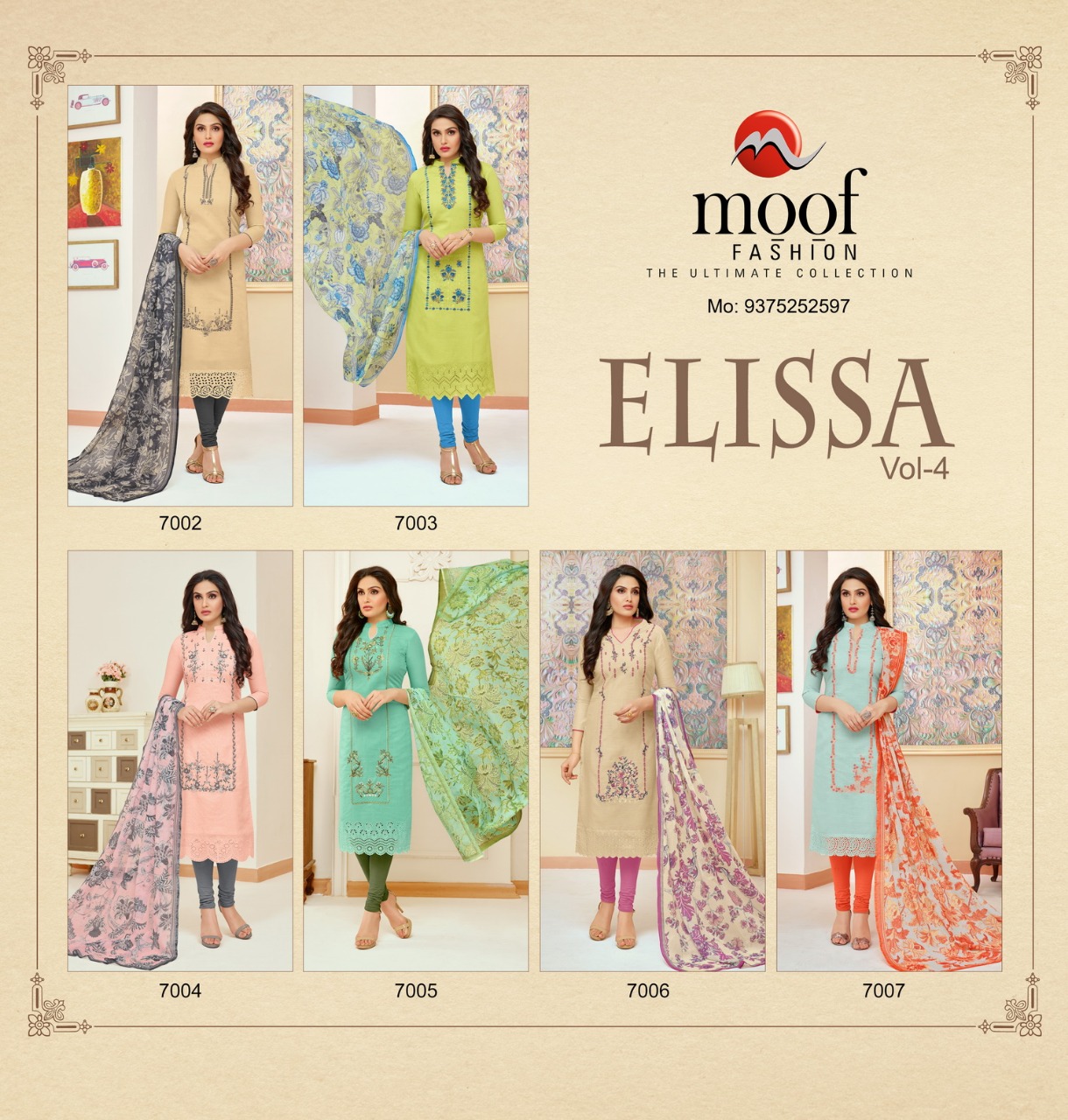 Elissa Vol-4 By Moof Fashion 7002 To 7007 Series Beautiful Suits Stylish Fancy Colorful Casual Wear & Ethnic Wear Heavy Modal Silk Dresses At Wholesale Price