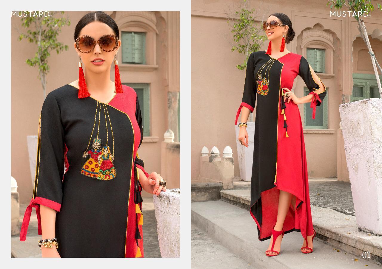 Enrich Nx By Mustard Beautiful Stylish Fancy Colorful Casual Wear & Ethnic Wear & Ready To Wear Rayon Printed Kurtis At Wholesale Price