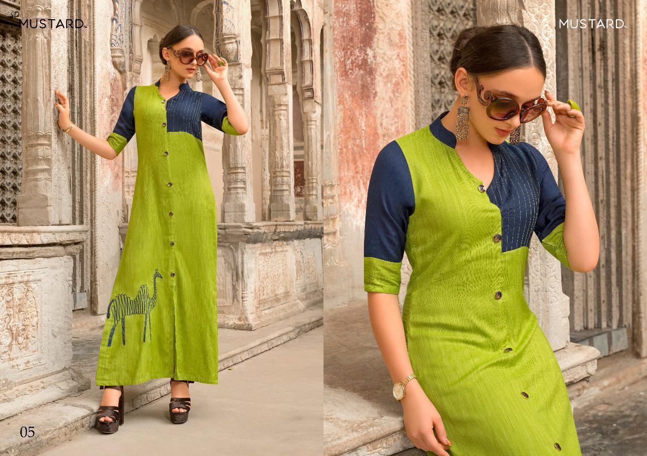 Enrich Nx By Mustard Beautiful Stylish Fancy Colorful Casual Wear & Ethnic Wear & Ready To Wear Rayon Printed Kurtis At Wholesale Price