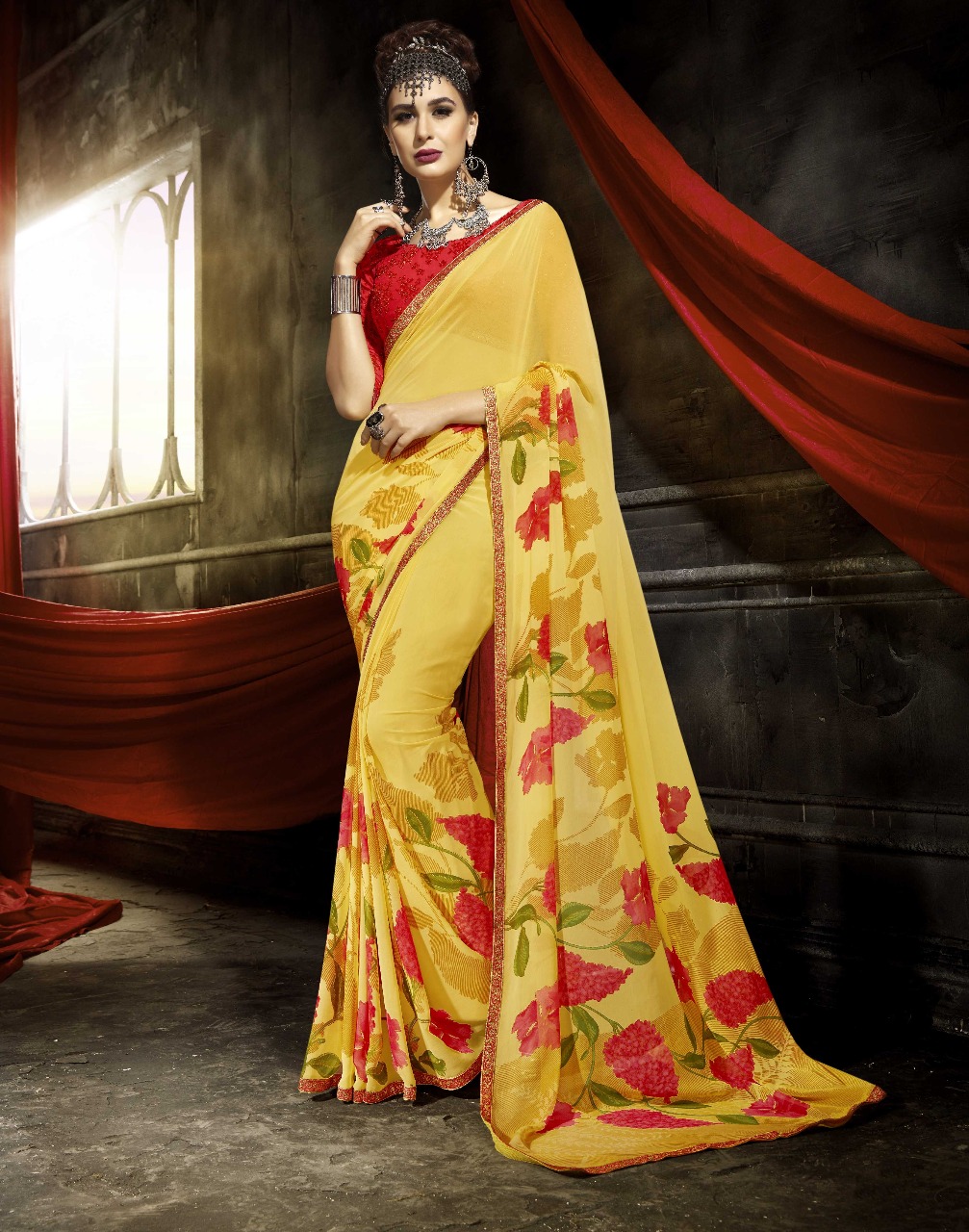 Eshwari By Triveni 01 To 12 Series Indian Traditional Wear Collection Beautiful Stylish Fancy Colorful Casual Wear & Daily Wear Georgette Printed Sarees At Wholesale Price