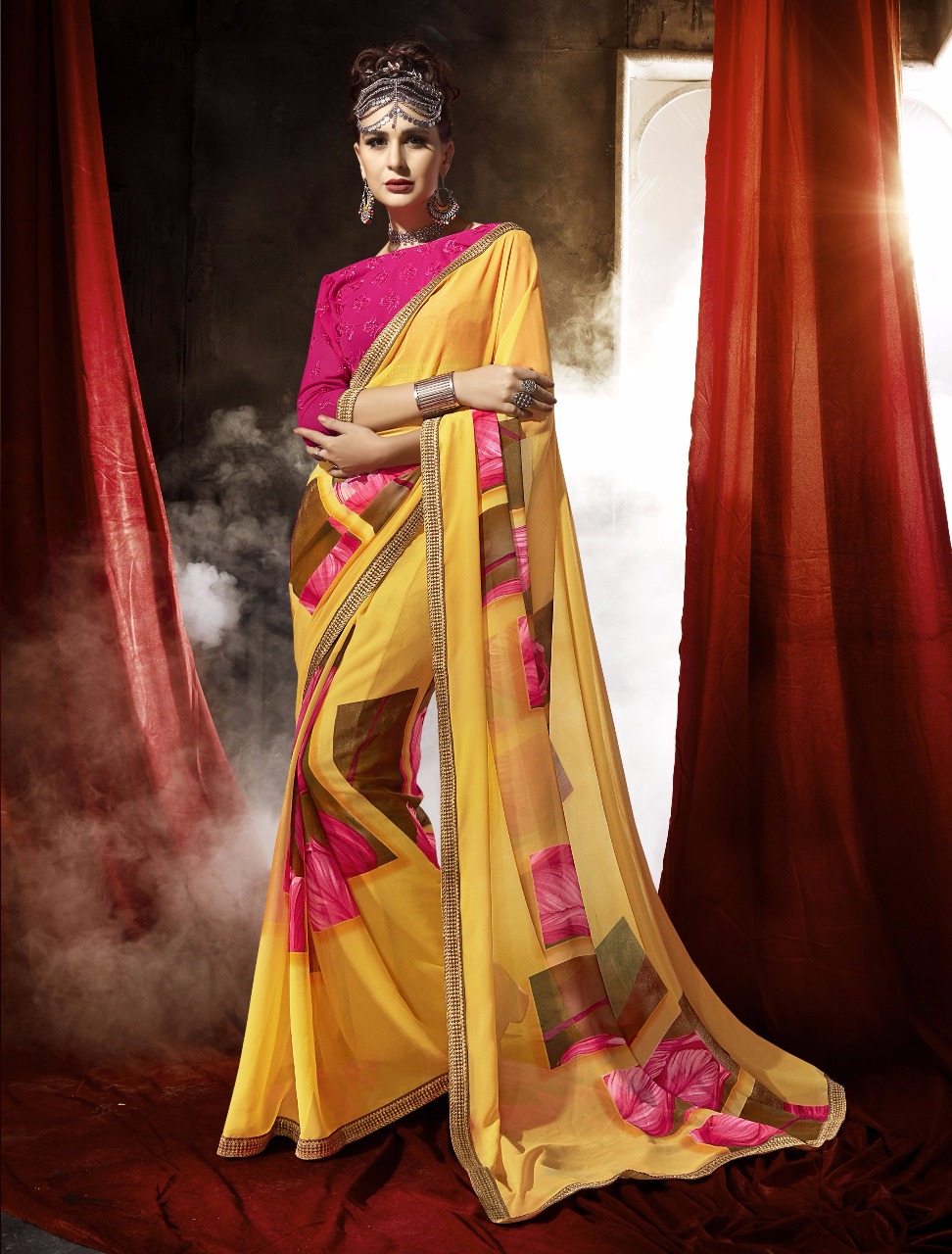Eshwari By Triveni 01 To 12 Series Indian Traditional Wear Collection Beautiful Stylish Fancy Colorful Casual Wear & Daily Wear Georgette Printed Sarees At Wholesale Price