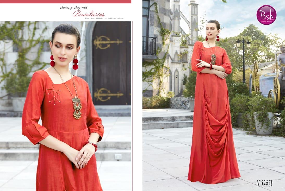 Eva Vol-2 By Posh 1201 To 1206 Series Beautiful Colorful Stylish Fancy Casual Wear & Ethnic Wear & Ready To Wear Muslin Kurtis At Wholesale Price