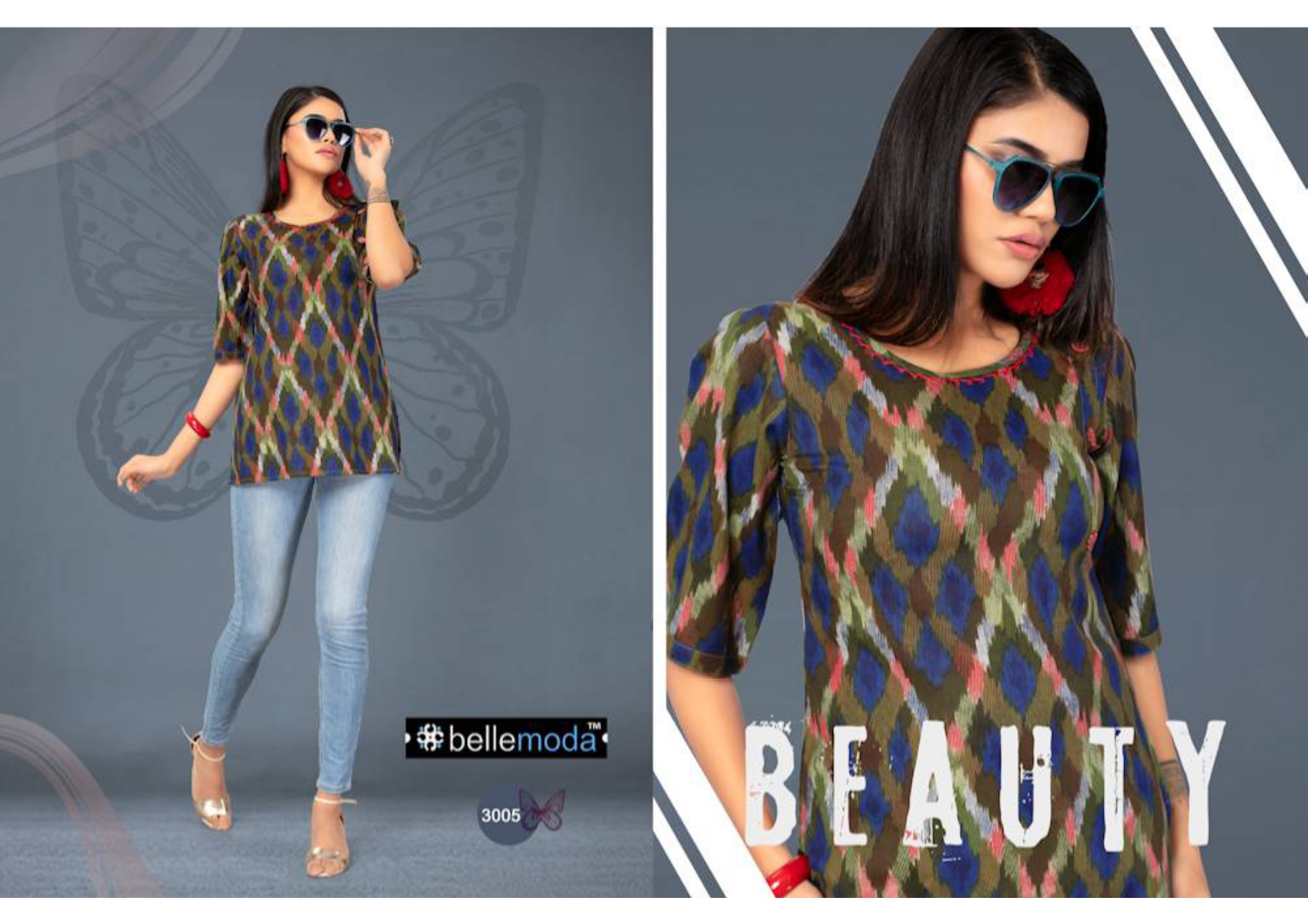 Eva By Bellemoda 3001 To 3007 Series Beautiful Stylish Fancy Colorful Casual Wear & Ethnic Wear & Ready To Wear Heavy Rayon Tops At Wholesale Price