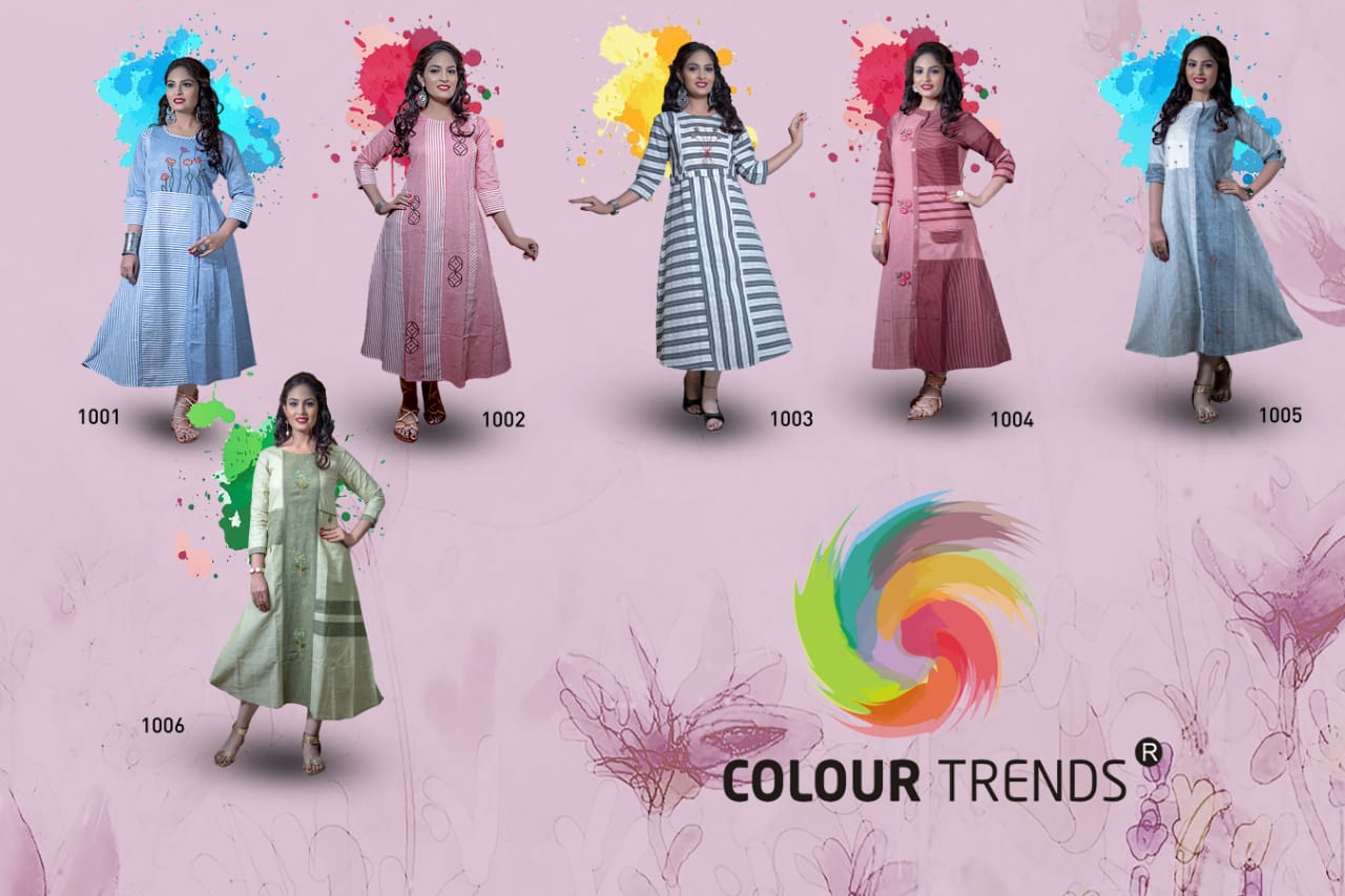 Evermore By Colour Trends 1001 To 1006 Series Beautiful Colorful Stylish Fancy Casual Wear & Ethnic Wear & Ready To Wear Handloom Print Kurtis At Wholesale Price