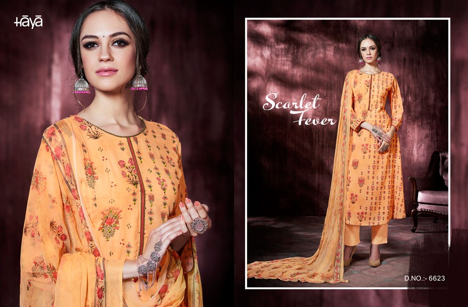 Fab Fiesta By Haya 6621 To 6631 Series Beautiful Pakistani Suits Colorful Stylish Fancy Casual Wear & Ethnic Wear Muslin Silk With Work Dresses At Wholesale Price