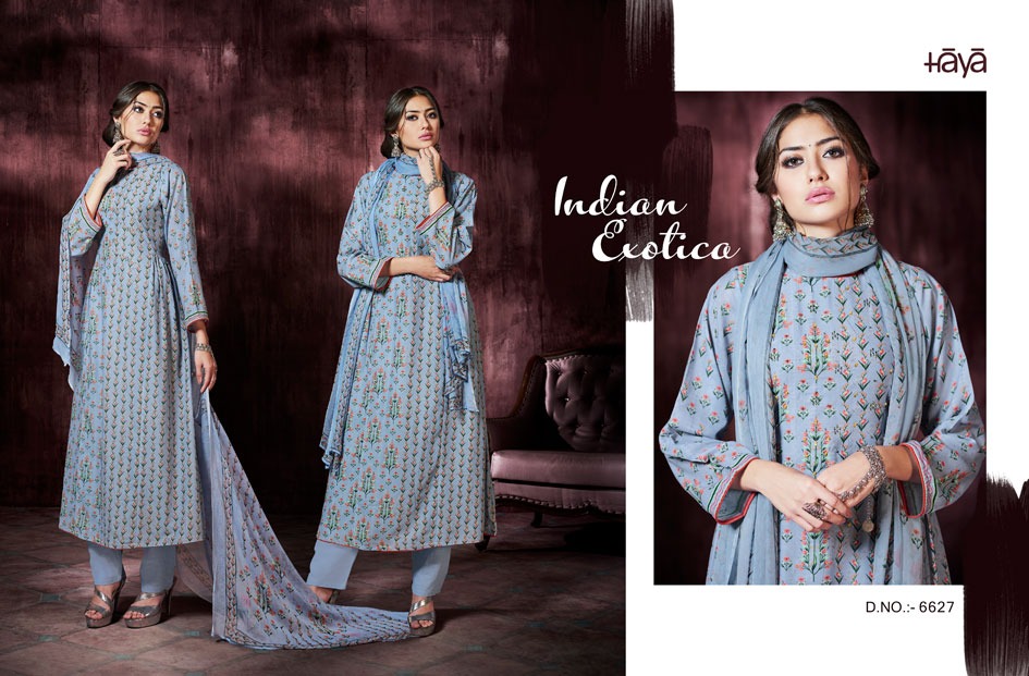 Fab Fiesta By Haya 6621 To 6631 Series Beautiful Pakistani Suits Colorful Stylish Fancy Casual Wear & Ethnic Wear Muslin Silk With Work Dresses At Wholesale Price