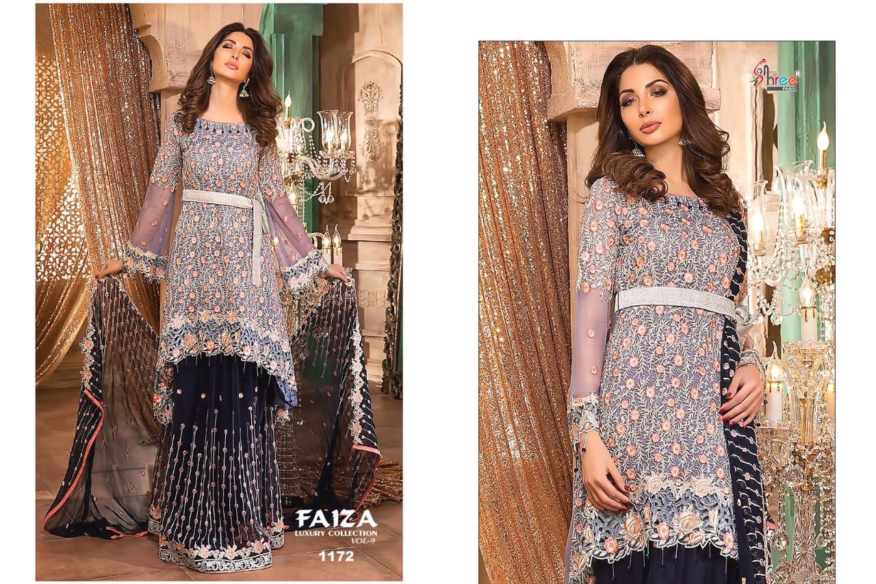 Faiza Luxury Collection Vol-9 By Shree Fabs 1171 To 1177 Series Designer Pakistani Suits Beautiful Stylish Fancy Colorful Party Wear & Ethnic Wear Faux Georgette Embroidered Dresses At Wholesale Price