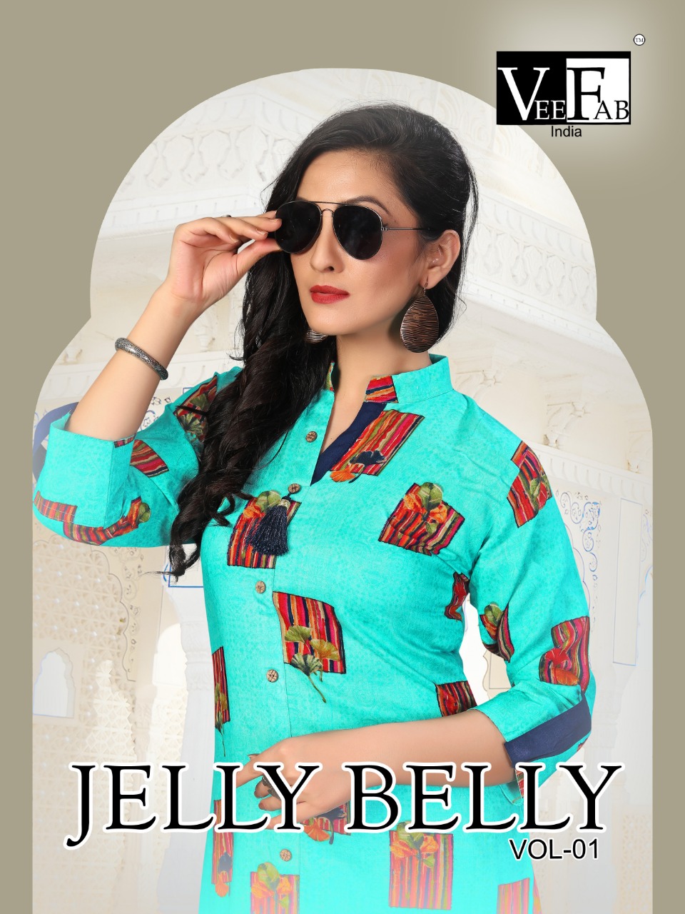 Jelly Belly Vol-1 By Vee Fab 4001 To 4004 Series Beautiful Stylish Colorful Fancy Party Wear & Ethnic Wear & Ready To Wear Rayon Kurtis With Bottom At Wholesale Price