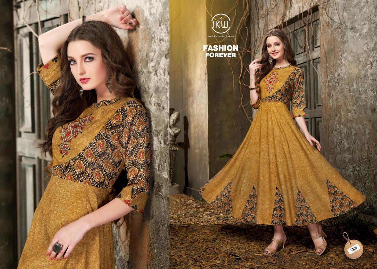 Fashion Forever Vol-1 By Ikw Designs  Style 1001 To 1006 Series Beautiful Collection Suits Stylish Fancy Colorful Casual Wear & Ethnic Wear Premium Cloth Kurtis At Wholesale Price