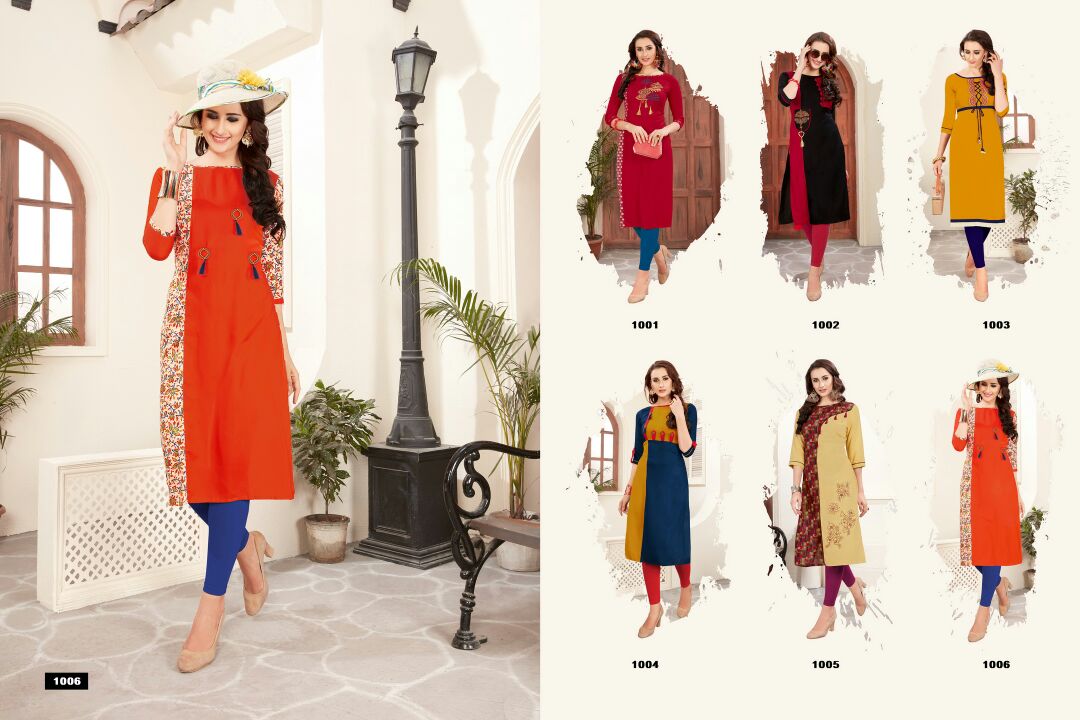 Fashion Grace By Veera Tex 1001 To 1006 Series Stylish Colorful Fancy Beautiful Party Wear & Ethnic Wear Rayon Printed Kurtis At Wholesale Price