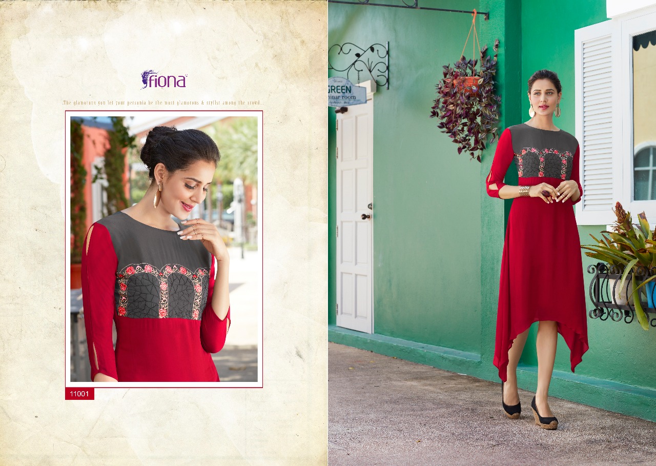 Fashion Look By Fiona 11001 To 11012 Series Designer Beautiful Stylish Fancy Colorful Party Wear & Ethnic Wear & Ready To Wear Faux Georgette With Worked Kurtis At Wholesale Price