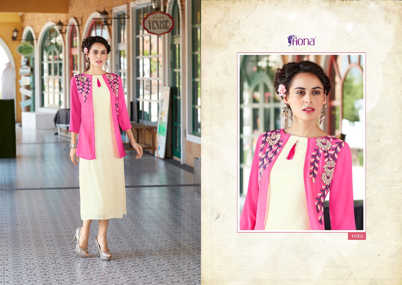 Fashion Look By Fiona 11001 To 11012 Series Designer Beautiful Stylish Fancy Colorful Party Wear & Ethnic Wear & Ready To Wear Faux Georgette With Worked Kurtis At Wholesale Price