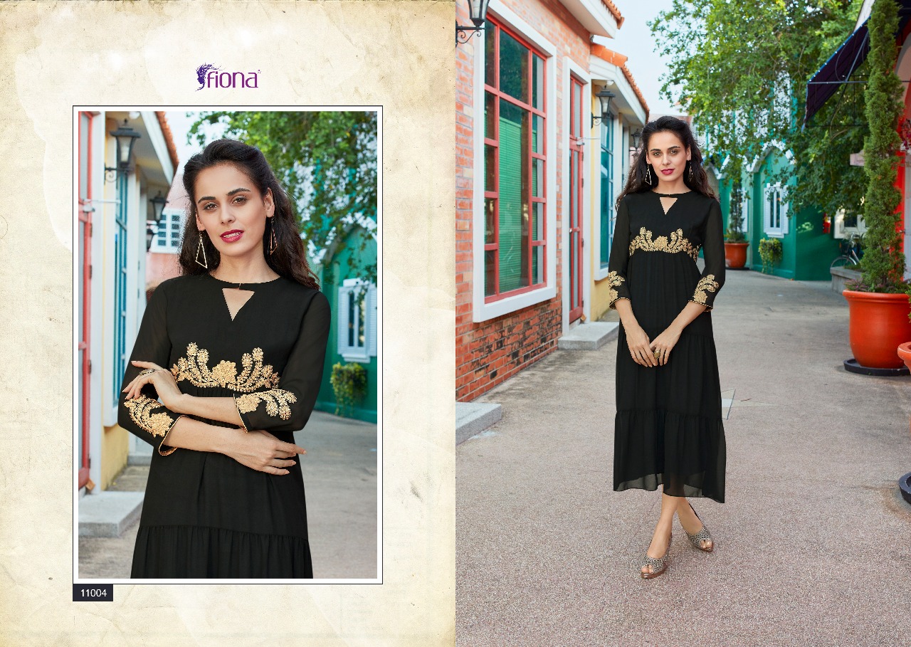 Fashion Look By Fiona 11001 To 11012 Series Designer Beautiful Stylish Fancy Colorful Party Wear & Ethnic Wear & Ready To Wear Faux Georgette With Worked Kurtis At Wholesale Price