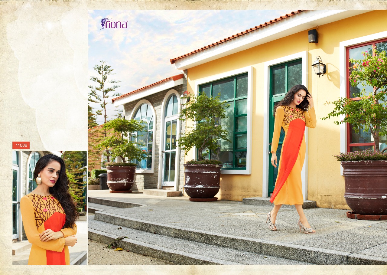Fashion Look By Fiona 11001 To 11012 Series Designer Beautiful Stylish Fancy Colorful Party Wear & Ethnic Wear & Ready To Wear Faux Georgette With Worked Kurtis At Wholesale Price