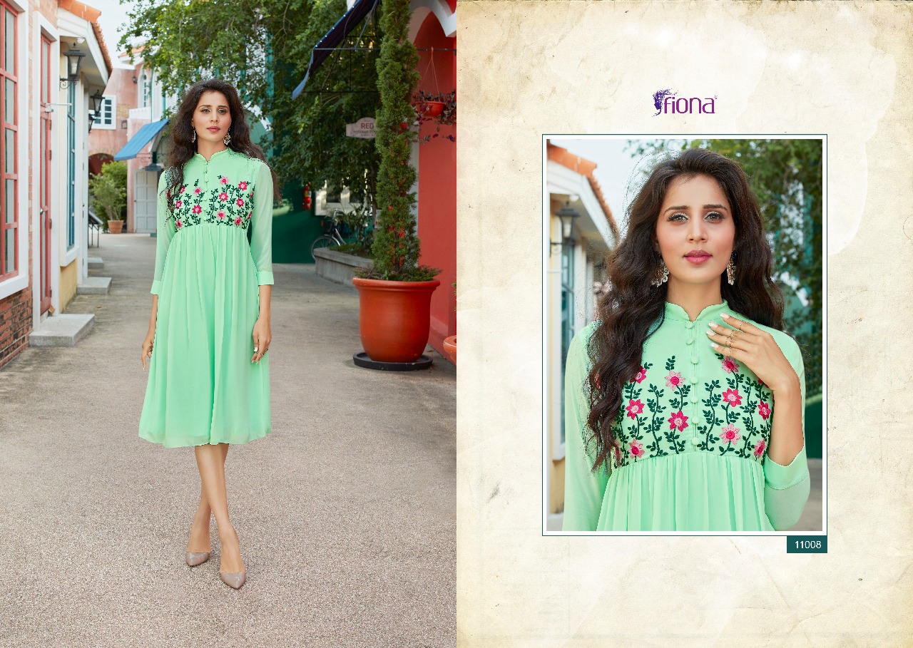 Fashion Look By Fiona 11001 To 11012 Series Designer Beautiful Stylish Fancy Colorful Party Wear & Ethnic Wear & Ready To Wear Faux Georgette With Worked Kurtis At Wholesale Price
