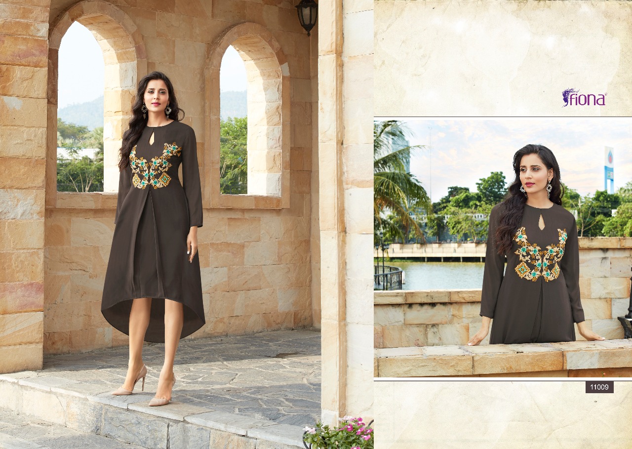 Fashion Look By Fiona 11001 To 11012 Series Designer Beautiful Stylish Fancy Colorful Party Wear & Ethnic Wear & Ready To Wear Faux Georgette With Worked Kurtis At Wholesale Price