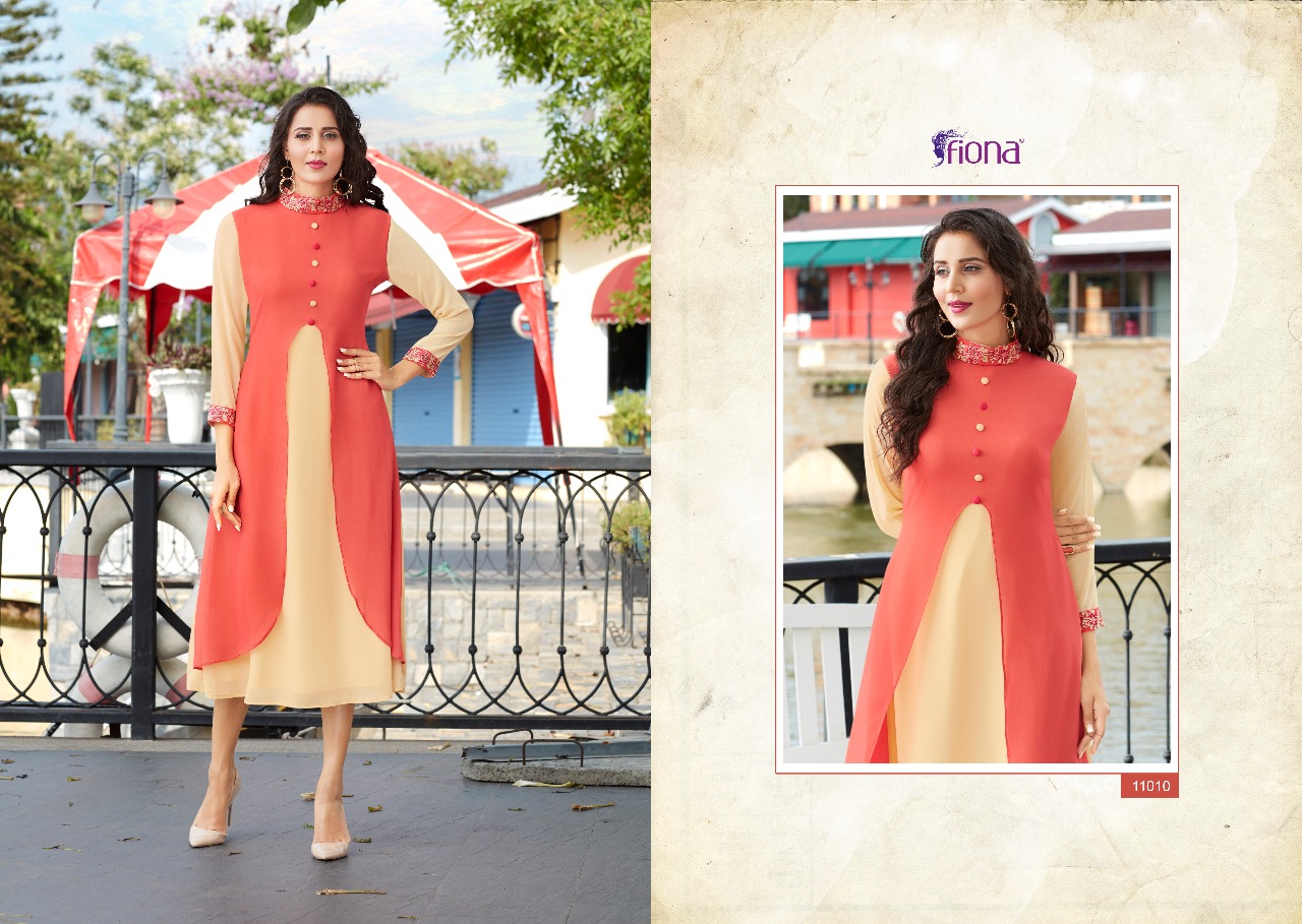 Fashion Look By Fiona 11001 To 11012 Series Designer Beautiful Stylish Fancy Colorful Party Wear & Ethnic Wear & Ready To Wear Faux Georgette With Worked Kurtis At Wholesale Price