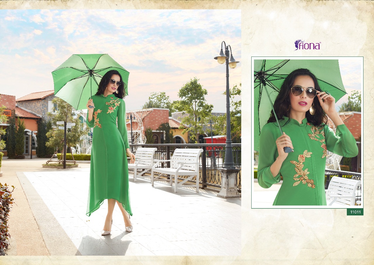 Fashion Look By Fiona 11001 To 11012 Series Designer Beautiful Stylish Fancy Colorful Party Wear & Ethnic Wear & Ready To Wear Faux Georgette With Worked Kurtis At Wholesale Price