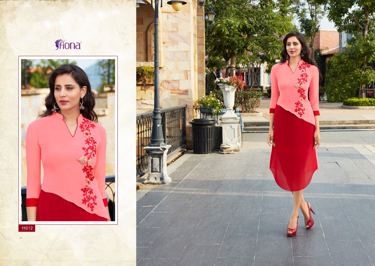 Fashion Look By Fiona 11001 To 11012 Series Designer Beautiful Stylish Fancy Colorful Party Wear & Ethnic Wear & Ready To Wear Faux Georgette With Worked Kurtis At Wholesale Price