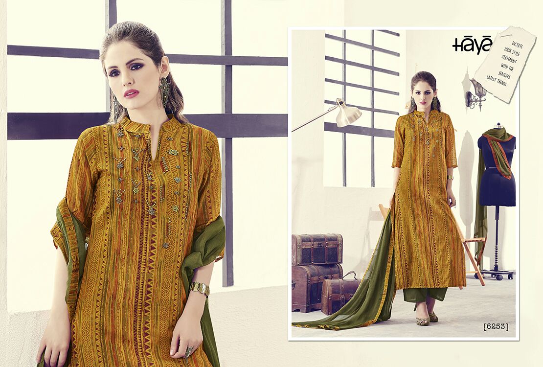 Fashion Mercury By Haya 6251 To 6259 Series Designer Suits Collection Beautiful Colorful Stylish Fancy Party Wear & Occasional Wear Pure Chanderi Printed Dresses At Wholesale Price