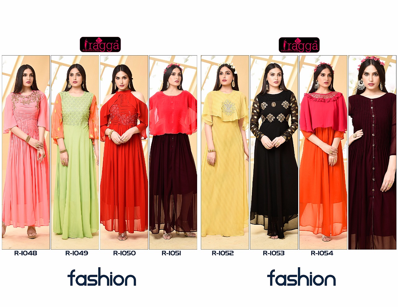 Fashion By Ragga 1048 To 1054 Series Designer Colorful Stylish Fancy Beautiful Casual Wear & Party Wear Georgette Kurtis At Wholesale Price