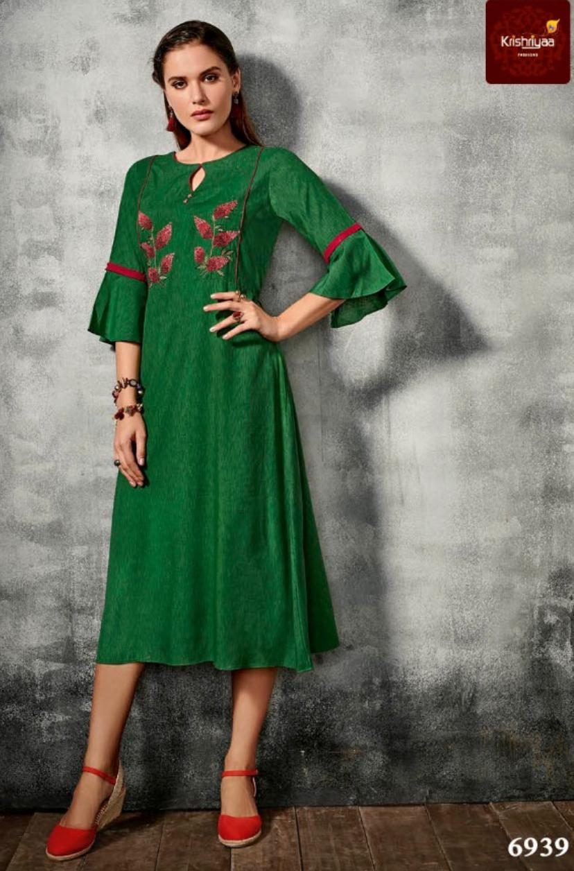 Fashion Remix By Krishriyaa 6931 To 6940 Series Beautiful Stylish Fancy Colorful Casual Wear & Ethnic Wear & Ready To Wear Viscose Slub Kurtis At Wholesale Price