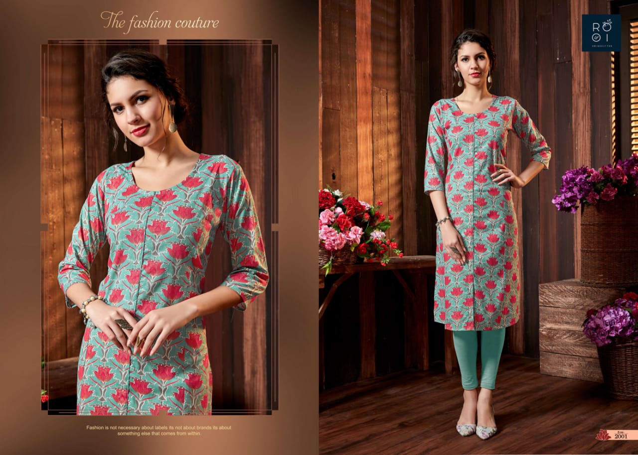 Fashion Club By Rooi Design 2001 To 2010 Series Stylish Colorful Fancy Beautiful Casual Wear & Ethnic Wear & Ready To Wear Heavy Cotton Flex, Cotton Linen, Cotton Gold Printed  Kurtis At Wholesale Price