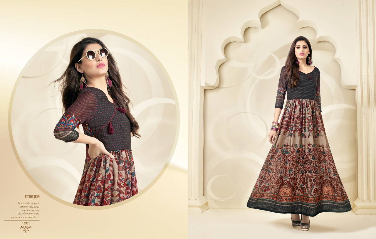Feeza By Vandana 1001 To 1007 Series Designer Beautiful Stylish Fancy Colorful Party Wear & Ethnic Wear & Ready To Wear Muslin Silk Kurtis At Wholesale Price