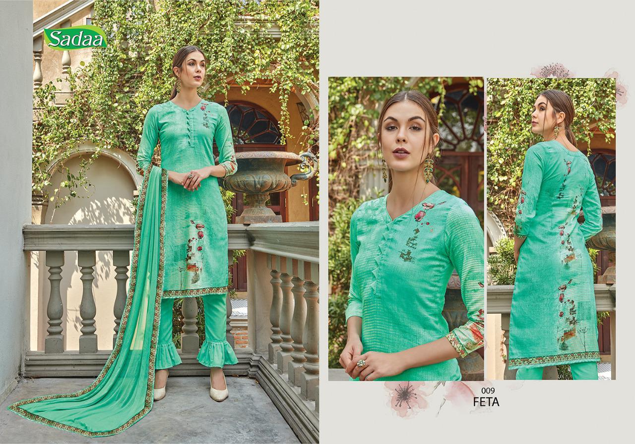 Feta Vol-1 By Sadaa 001 To 010 Series Indian Traditional Wear Collection Beautiful Stylish Fancy Colorful Party Wear & Occasional Wear Glace Printed With Embroidery Dress At Wholesale Price