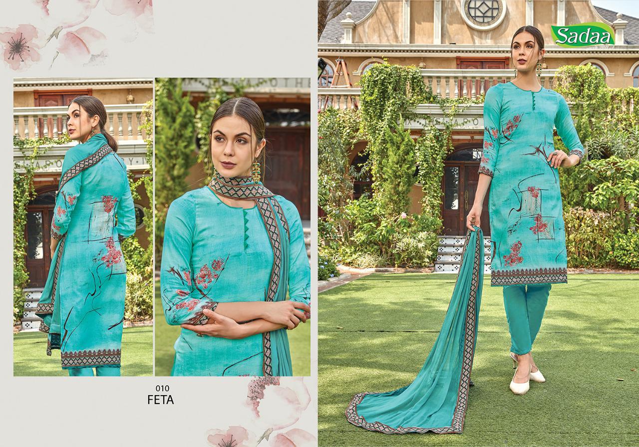 Feta Vol-1 By Sadaa 001 To 010 Series Indian Traditional Wear Collection Beautiful Stylish Fancy Colorful Party Wear & Occasional Wear Glace Printed With Embroidery Dress At Wholesale Price