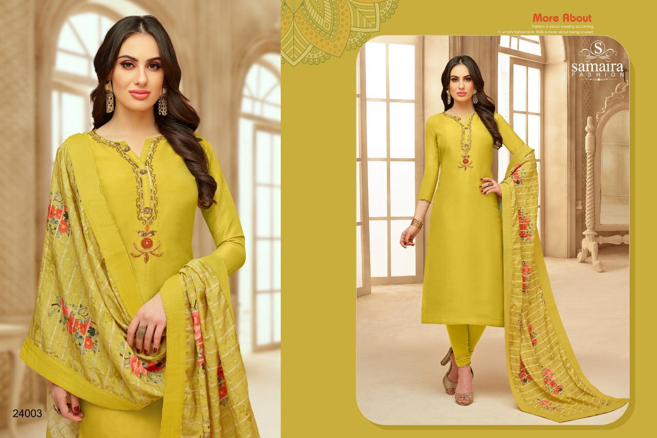 Fidaa Vol-2 By Samaira Fashion 24003 To 24008 Series Beautiful Collection Suits Stylish Fancy Colorful Casual Wear & Ethnic Wear Pure Upada Silk Embroidered Dresses At Wholesale Price