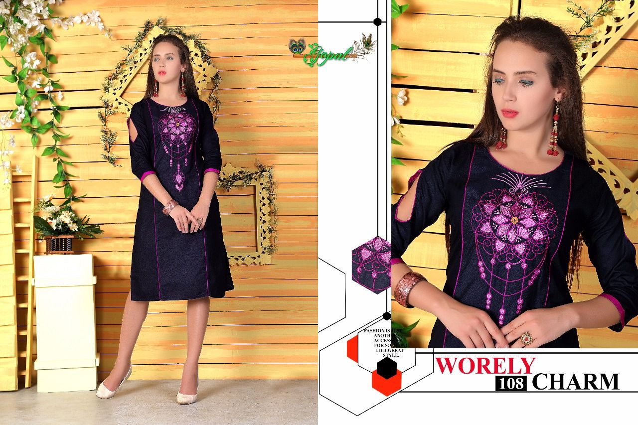 Fiona By Gopal 101 To 110 Series Stylish Fancy Beautiful Colorful Casual Wear & Ethnic Wear Heavy Denim Printed Kurtis At Wholesale Price