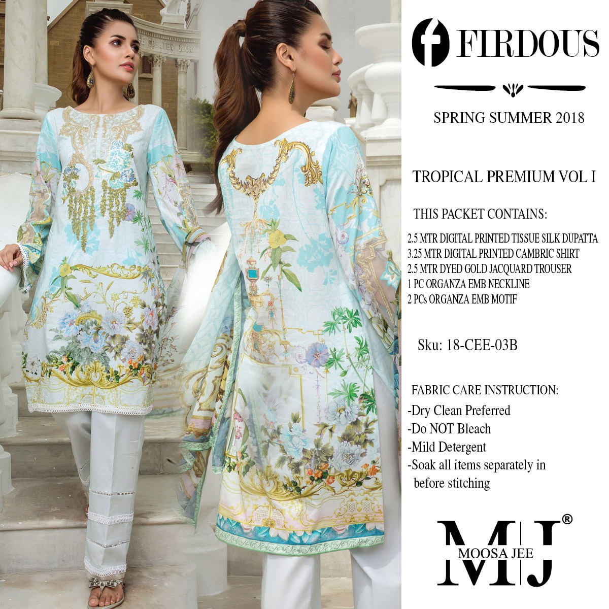 Firdous Tropical Premium Vol-1 By Moosa Jee 01-a To 05-b Series Designer Pakistani Suits Collection Beautiful Stylish Fancy Colorful Party Wear & Ethnic Wear Pure Cambric Printed Dresses At Wholesale Price
