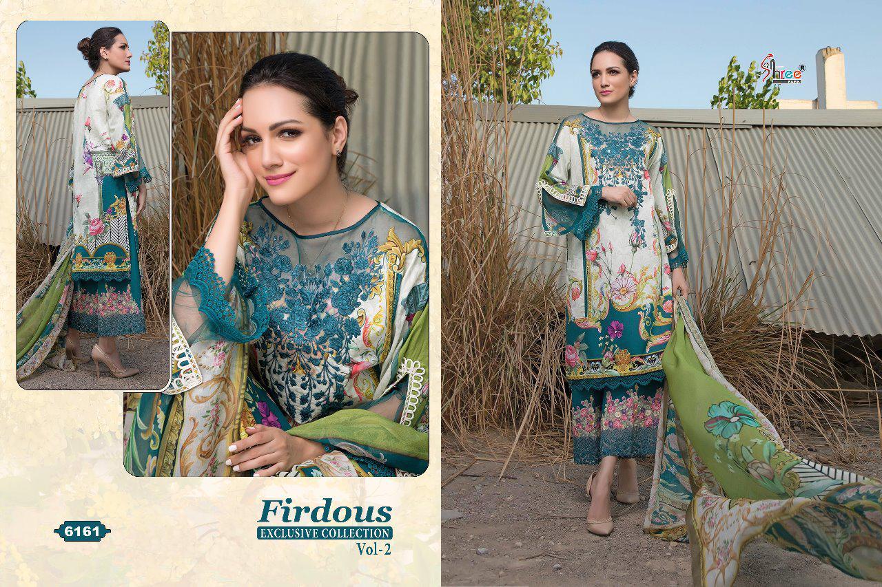Firdous Exclusive Collection Vol-2 By Shree Fabs 6161 To 6168 Series Designer Pakistani Suits Beautiful Fancy Stylish Colorful Party Wear & Occasional Wear Pure Cotton Print With Embroidery Dresses At Wholesale Price
