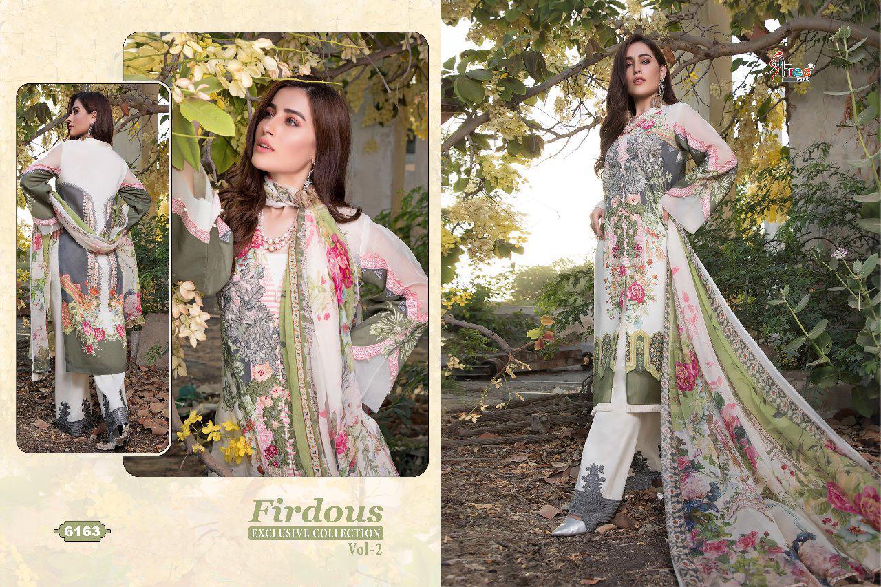 Firdous Exclusive Collection Vol-2 By Shree Fabs 6161 To 6168 Series Designer Pakistani Suits Beautiful Fancy Stylish Colorful Party Wear & Occasional Wear Pure Cotton Print With Embroidery Dresses At Wholesale Price