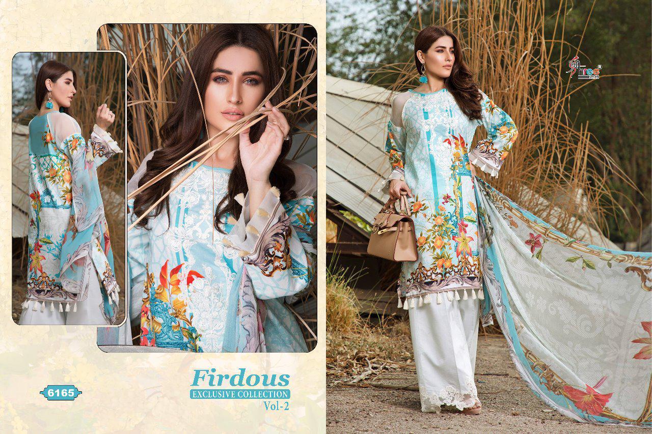 Firdous Exclusive Collection Vol-2 By Shree Fabs 6161 To 6168 Series Designer Pakistani Suits Beautiful Fancy Stylish Colorful Party Wear & Occasional Wear Pure Cotton Print With Embroidery Dresses At Wholesale Price