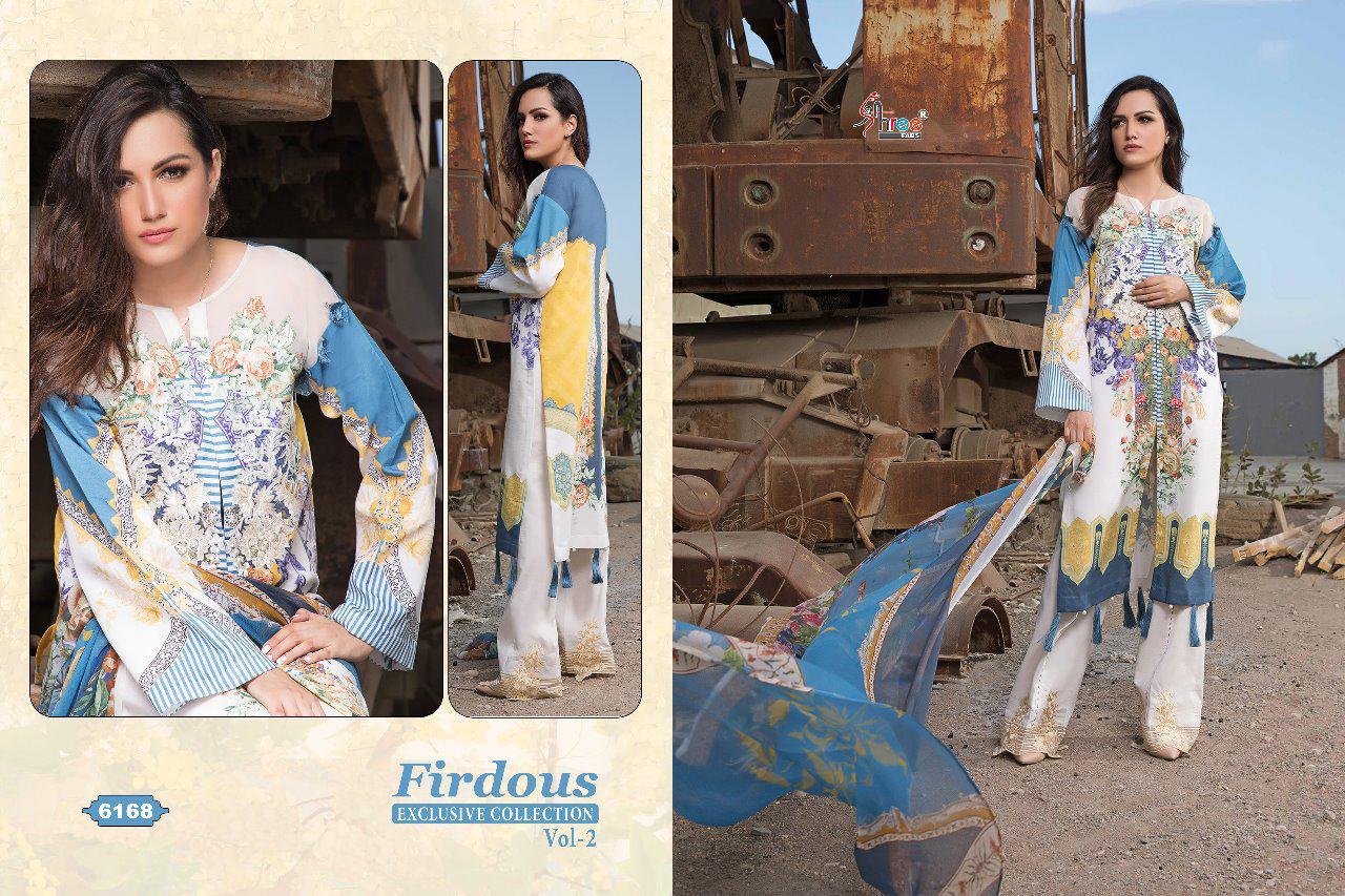Firdous Exclusive Collection Vol-2 By Shree Fabs 6161 To 6168 Series Designer Pakistani Suits Beautiful Fancy Stylish Colorful Party Wear & Occasional Wear Pure Cotton Print With Embroidery Dresses At Wholesale Price
