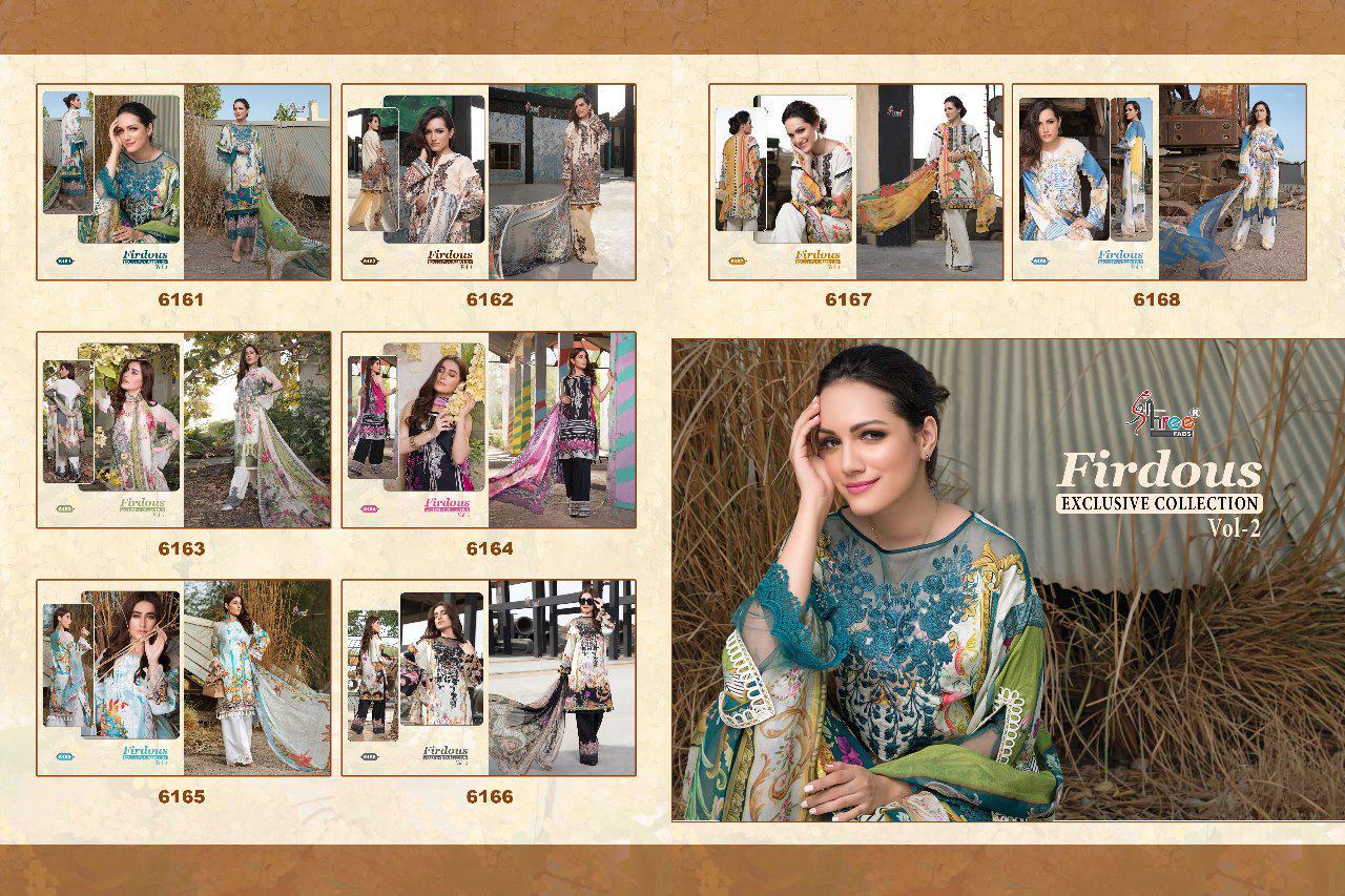 Firdous Exclusive Collection Vol-2 By Shree Fabs 6161 To 6168 Series Designer Pakistani Suits Beautiful Fancy Stylish Colorful Party Wear & Occasional Wear Pure Cotton Print With Embroidery Dresses At Wholesale Price