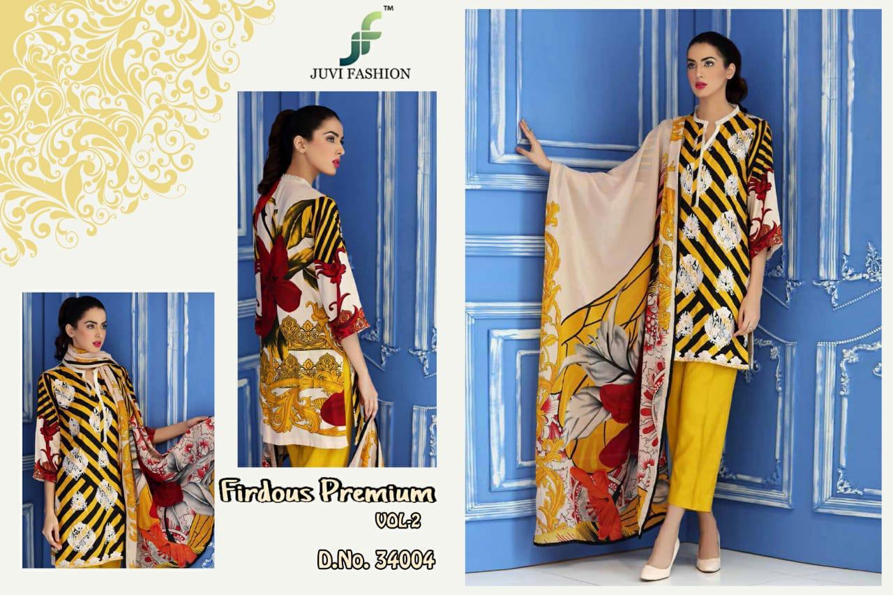 Firdous Premium Vol-2 By Juvi Fashion 34001 To 34005 Series Beautiful Suits Stylish Fancy Colorful Party Wear & Ethnic Wear Cotton Satin Print Dresses At Wholesale Price